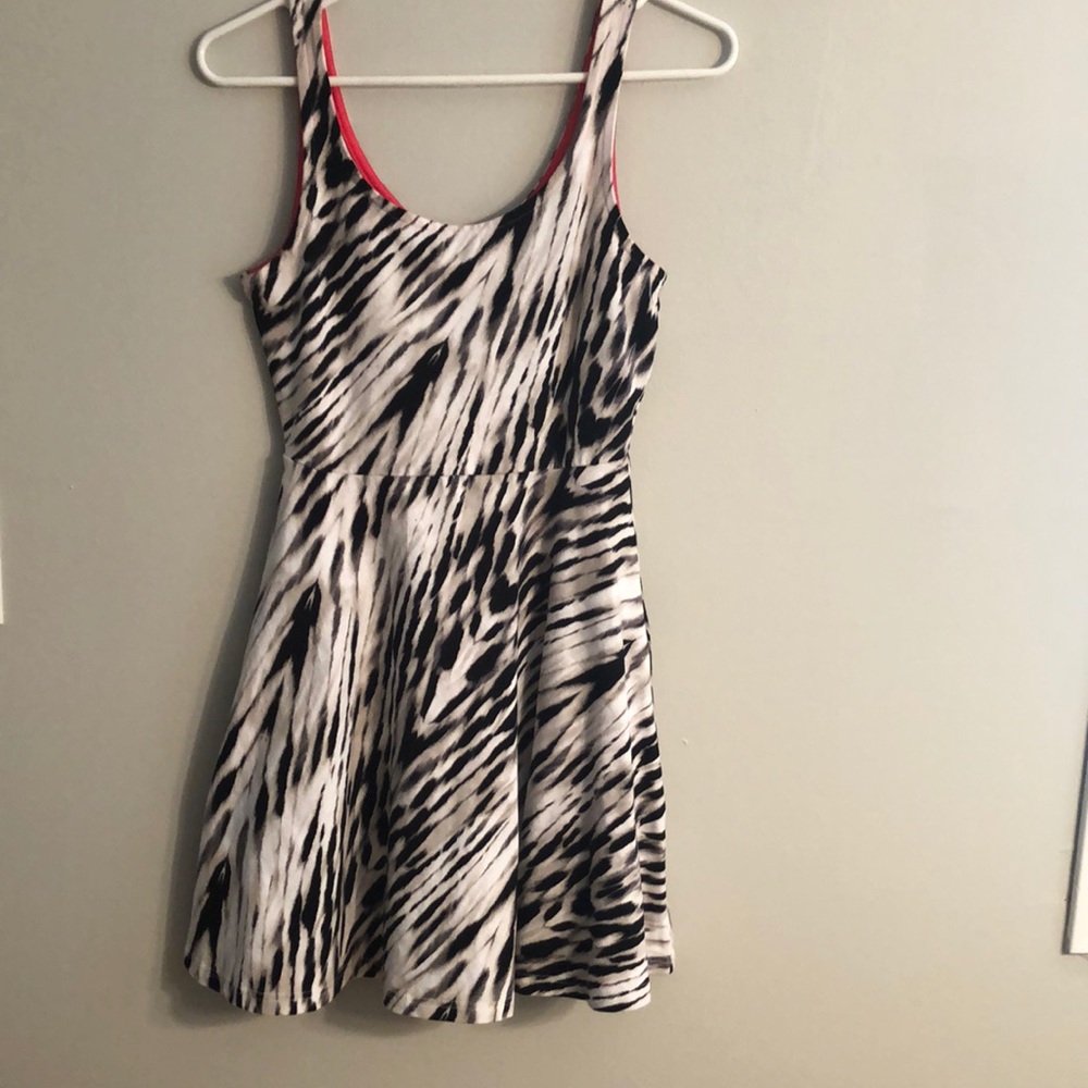 Express small skater dress with orange/pink accent